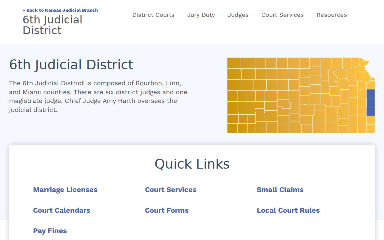Kansas district court records page explaining courthouse public terminal access