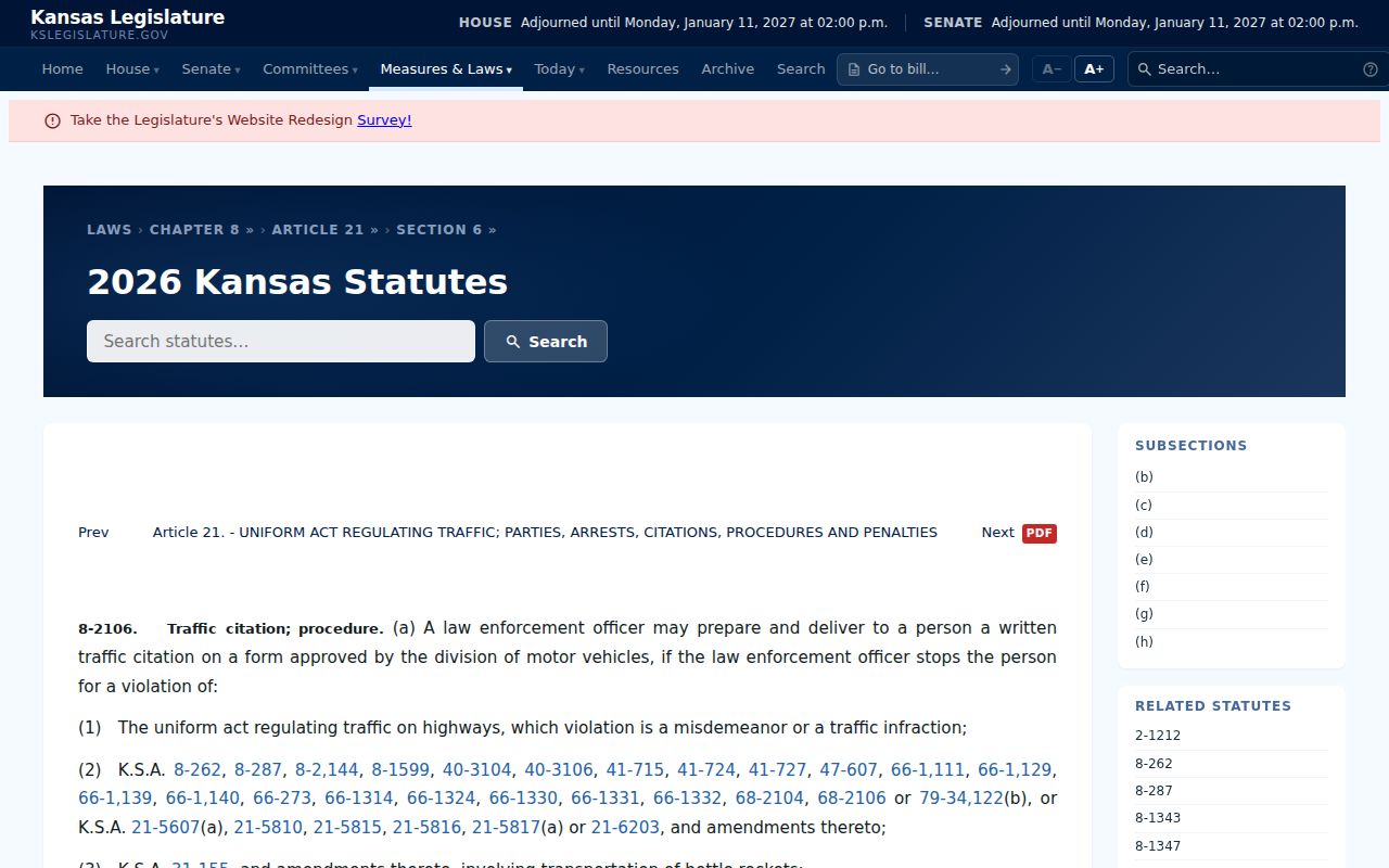 Comanche County traffic court Kansas citation statute